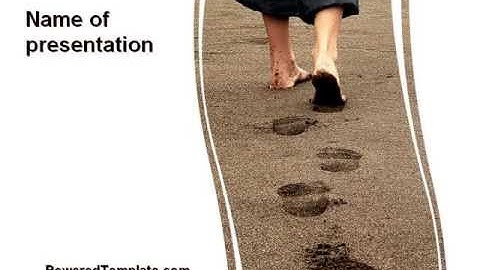 Sand Footprints PowerPoint Template by PoweredTemplate.com
