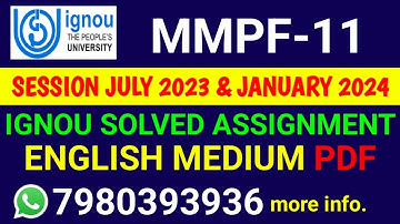 MMPF 11 Solved Assignment 2023-24 English, MMPF 11 Solved Assignment 23-24, MMPF-11 Assignment