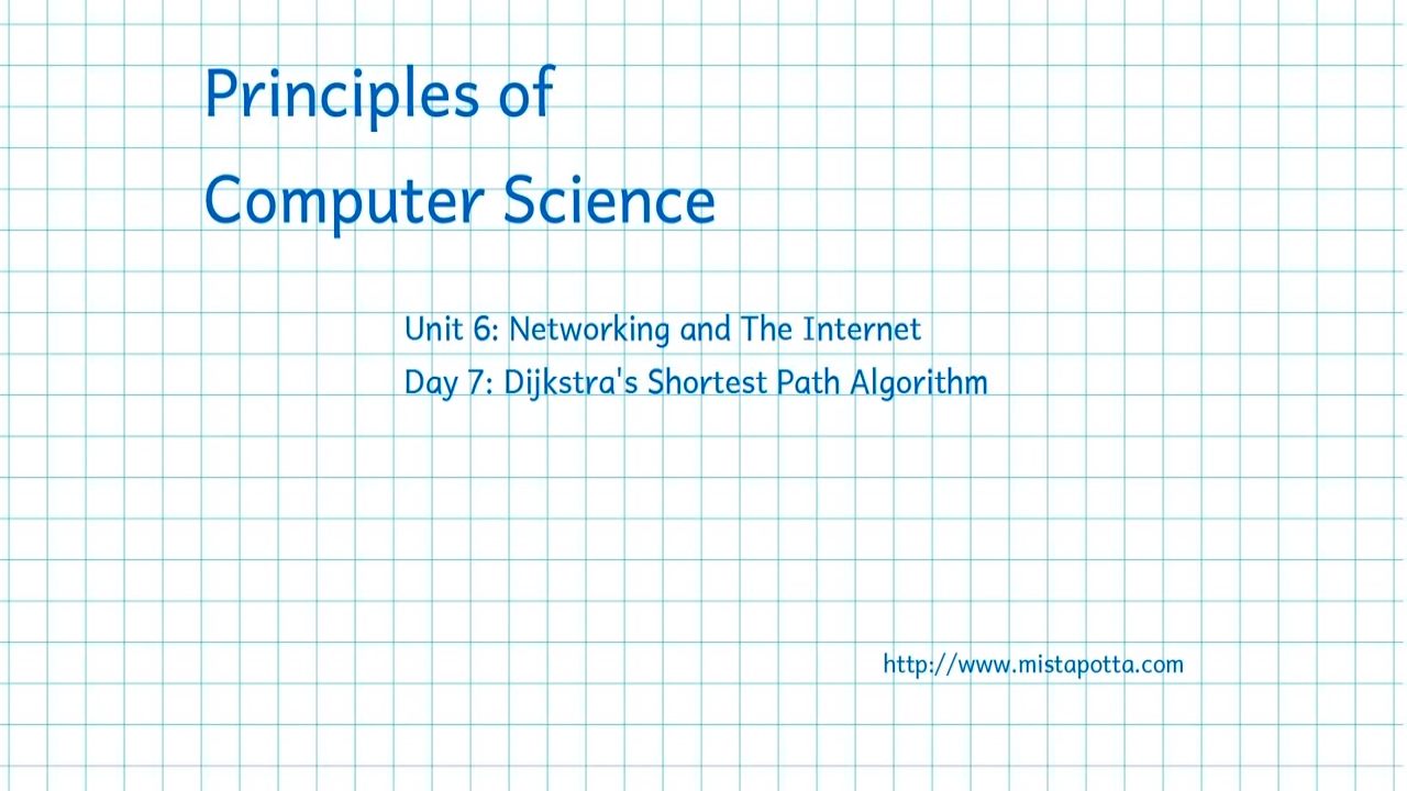 CS Principles - Unit 6 Day 7 - Dijkstra's Shortest Path Algorithm