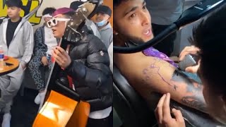 Natanael Cano Tocando El Toloche Y Ovi Haciéndose Nuevo Tatuaje En El Brazo 😳