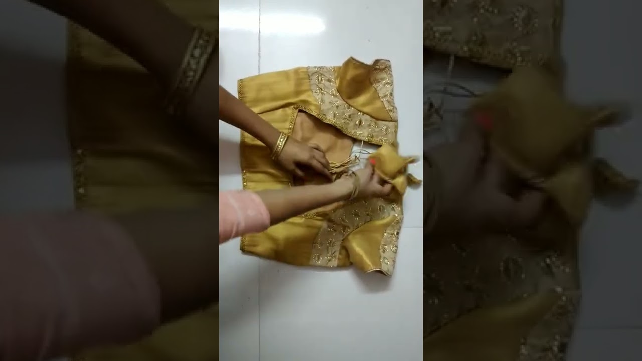 New golden blouse backneck design 