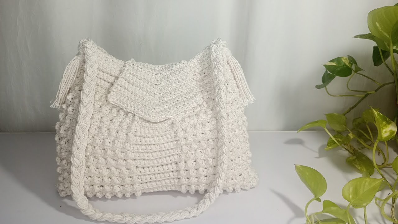 Bolsa de crochê Linda fácil  de fazer feita em barbante  passo a passo #crochet 