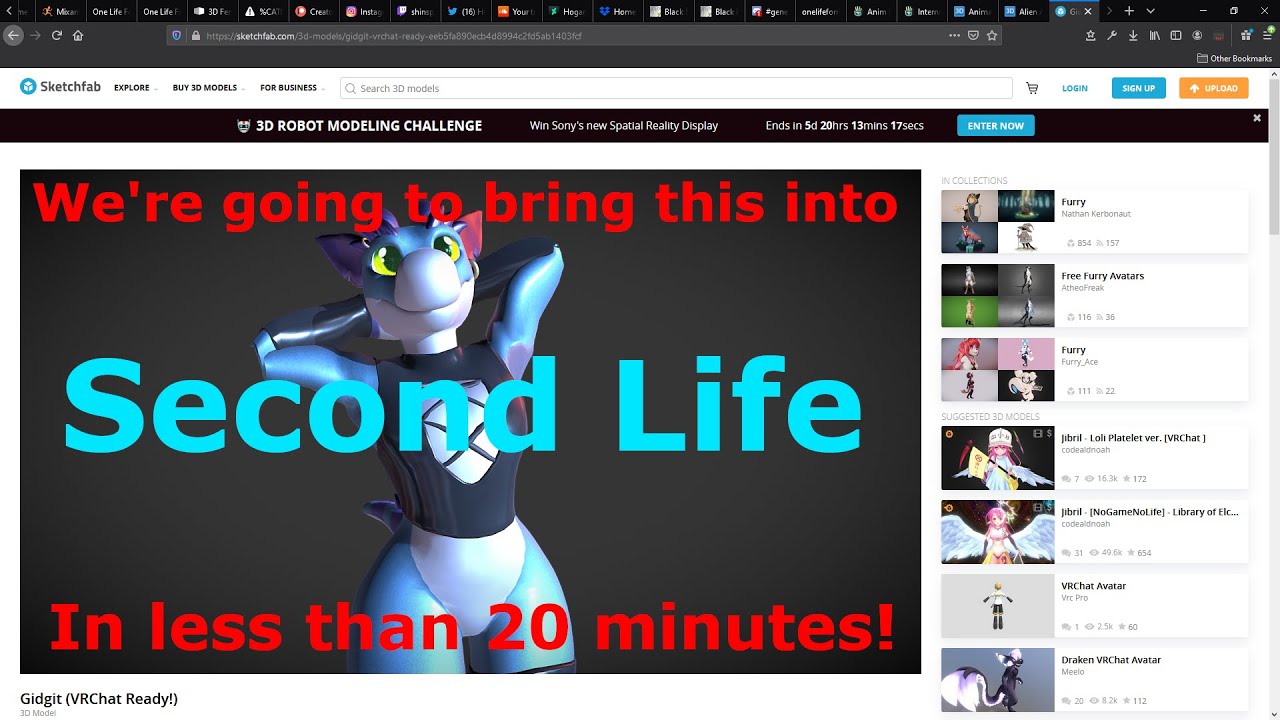 Bento Buddy - Unknown VRChat creature converted to Second Life - YouTube