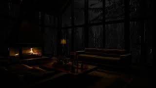 Cozy Cabin with Rain and Fireplace for Stress-Free Sleep - Rainy Night Retreat - Fall Asleep Fast