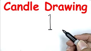 how to draw a candle flame with number 1 drawing with number