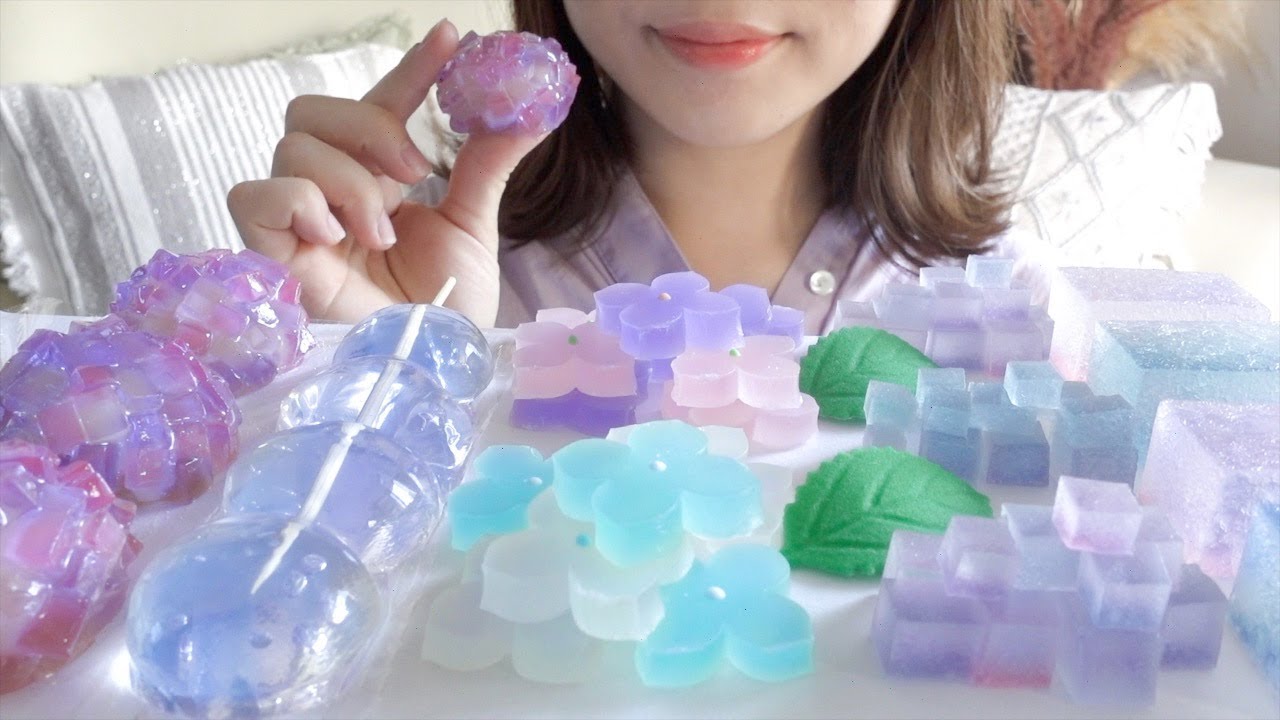 [С субтитрами] Гортензия еда, сладости, десерт [АСМР / звук еды]