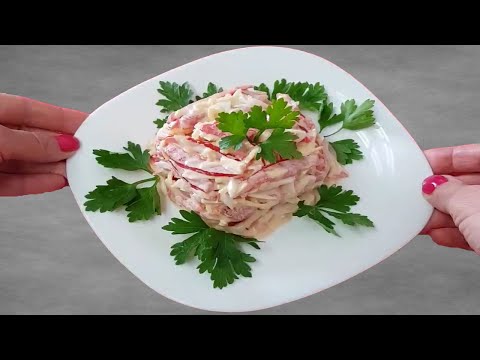Ешь и не можешь остановиться. Салат с крабовыми палочками.Народный Рецепт Коралл и Красное море
