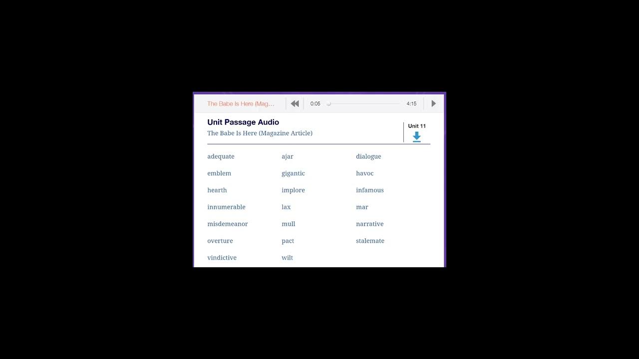 Sadlier Vocab Level B Unit 11 YouTube