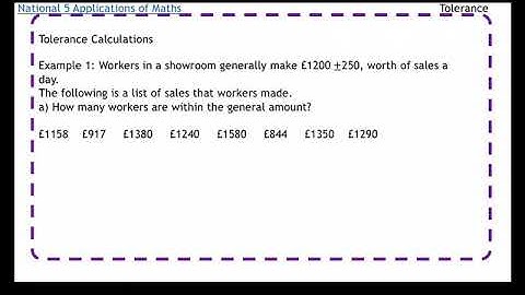 National 5 Applications of Maths: Tolerance Calculations