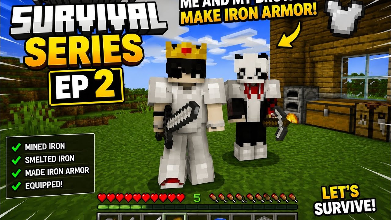 Minecraft Survival Series EP 2 | Me And My Brother Make Iron Armor ...