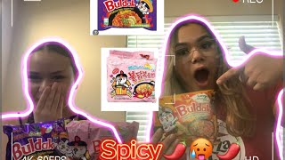 TRYING 3 DIFFERENT FLAVORED SPICY NOODLES | 🍜🥵🌶️🧀 Ft. MY SISTER