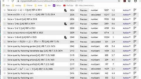 Myopenmath create test and add questions