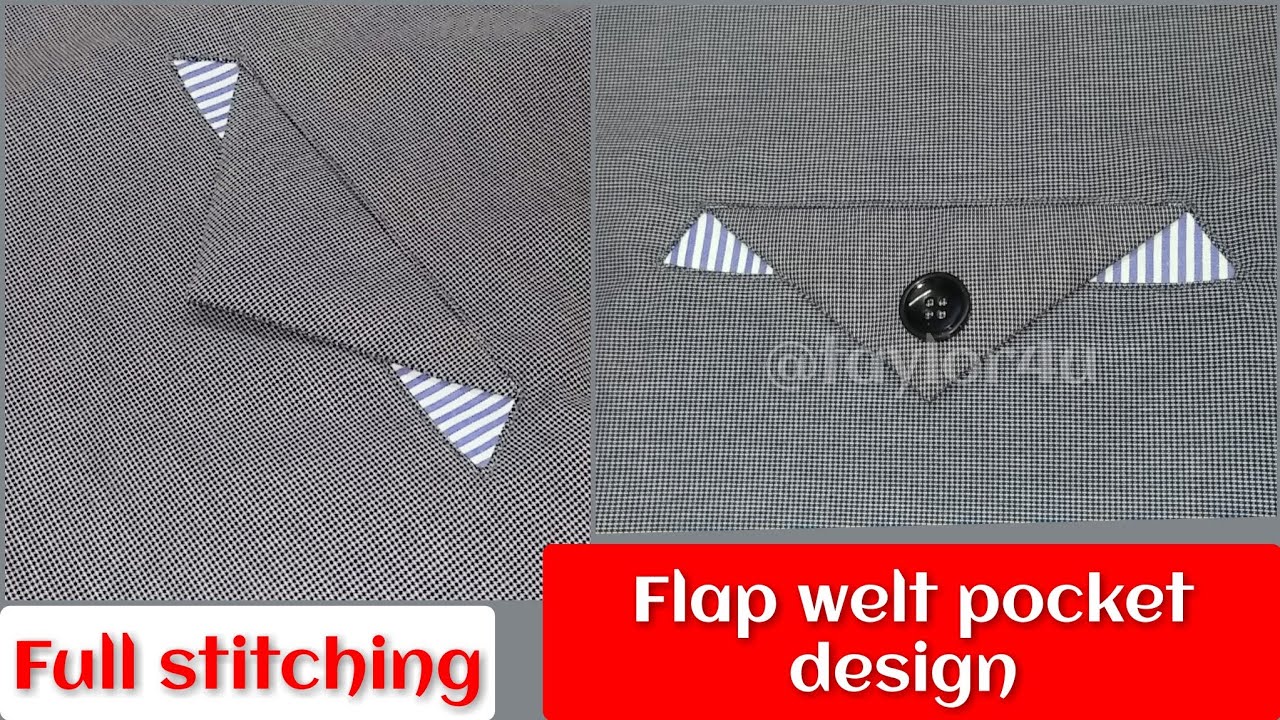 How to sew triangle cover welt pocket design - Pant back flap pocket ...