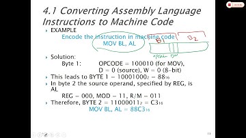Chapter 4 examples of converting to machine code 31 3 2020 by Dr. Awni Itradat Hashemite University