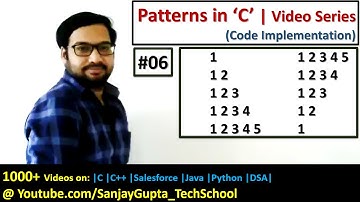 06 Patterns in C | How to print pattern using C program | C Programming by Sanjay Gupta