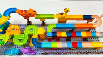 Satisfying Marble Run Race ASMR | Building Blocks | Dinosaurs park | 3 Track Combo | 27 Mins