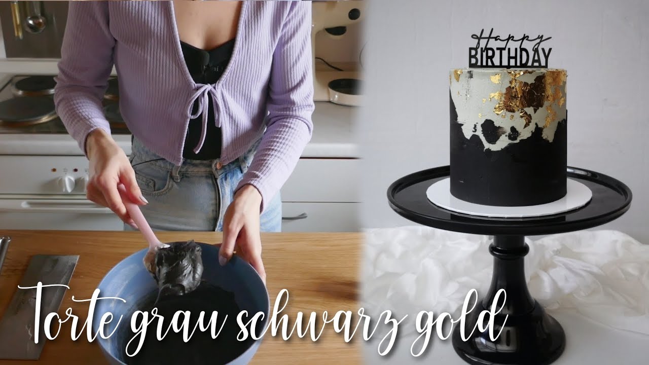 💯Torte für Männer zum Geburtstag - grau schwarz gold