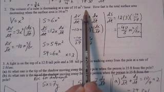 Related Rates Worksheet #1  (part 1)