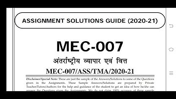 MEC 007 Ignou Solved Assignment 2020-21