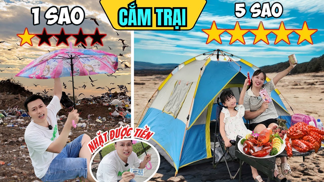 Thử Thách Cắm Trại 1 SAO vs 5 SAO - Mẹ Huế, MiMi, MiLo, Bố Hoàng Ai Thắng ?