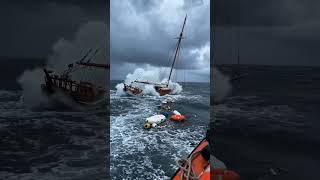 Terrifying Wave Hits Classic Ship! 🌊