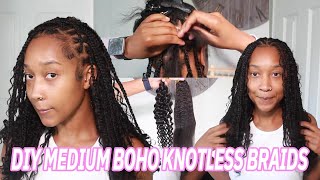 DIY Medium Boho Fulani Flip Over Knotless Braids Only Human Hair