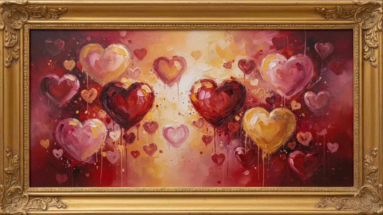 Frame TV Art Screensaver ❤️ Valentine Hearts Painting | Art for TV 4K