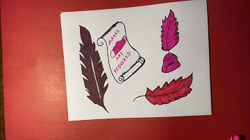 How to draw parchment scroll and feather pen letter #scroll #letter #old #feather #parchment#pen
