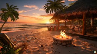 Tropical beach resort ambience in luxurious Coastal Hotel | Summer fireplace ambience