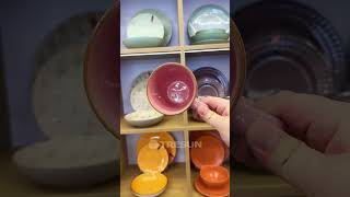 Red glazed stoneware with delicate interior embossing