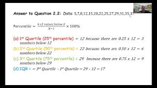 Question 2.2 PPT - how to find different quartiles and the percentile in statistics?