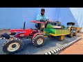 Mini RC Tractor Vlog | Material Shifting | Mahindra Novo 605 Di, John Deere 5405 Trolley With JCB |