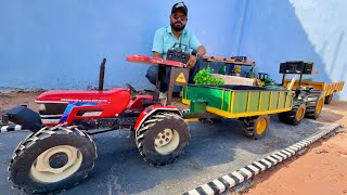 Mini RC Tractor Vlog | Material Shifting | Mahindra Novo 605 Di, John Deere 5405 Trolley With JCB |