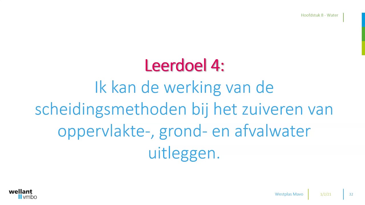 NaSk2 - Chemie Overal 4 vmbo-GT - H8 - Water - Scheidingsmethoden bij het zuiveren van water.