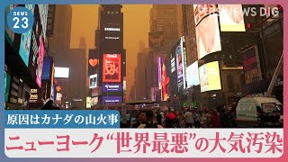 ブロードウェイ俳優が呼吸困難で急遽交代も　ニューヨーク“世界最悪”の大気汚染　焦げ臭さの原因は隣国カナダの山火事【news23】｜TBS NEWS DIG