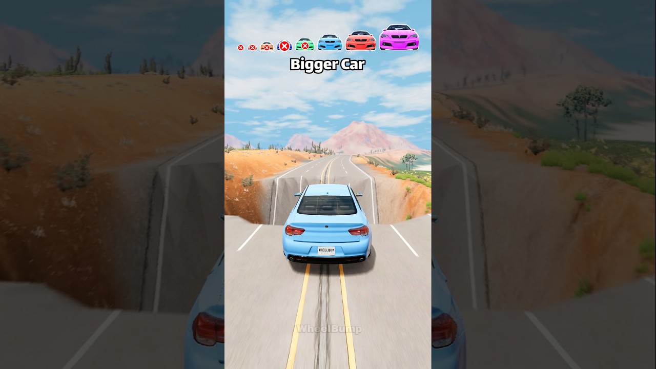 Big And Small Cars vs Giant Pit 