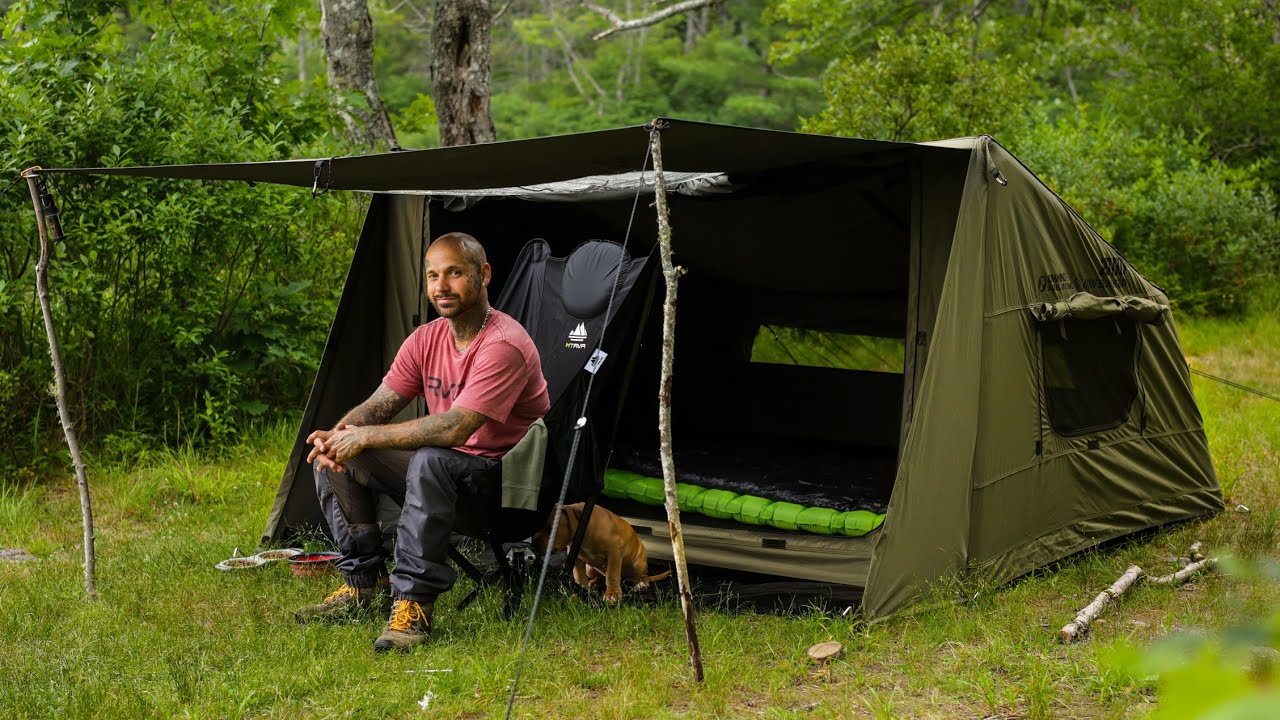 Camping in Heavy Rain With Bunker Tent