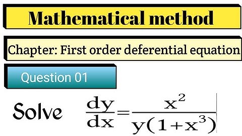 Math Methods Ch.09:1st Order Diff. Eq.Ex.9.2 Q1@Educationalinfo786