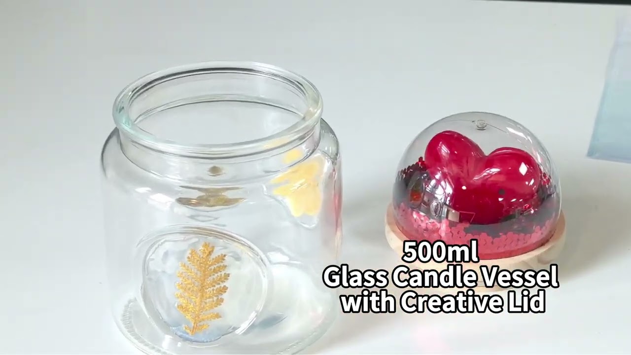 #500ml  #glass  Candle Vessel with Creative #lid #wholesale