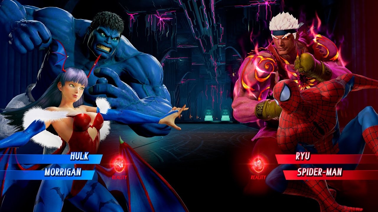 BLUE HULK & BLUE MORRIGAN VS RED RYU & SPIDER MAN - Marvel vs Capcom ...