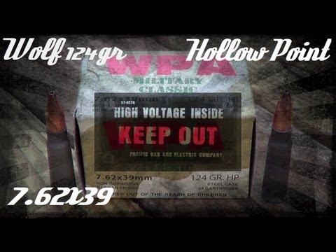 Wolf Military Classic 7.62x39 124gr Hollow Point Ballistics Gel Test (HD)