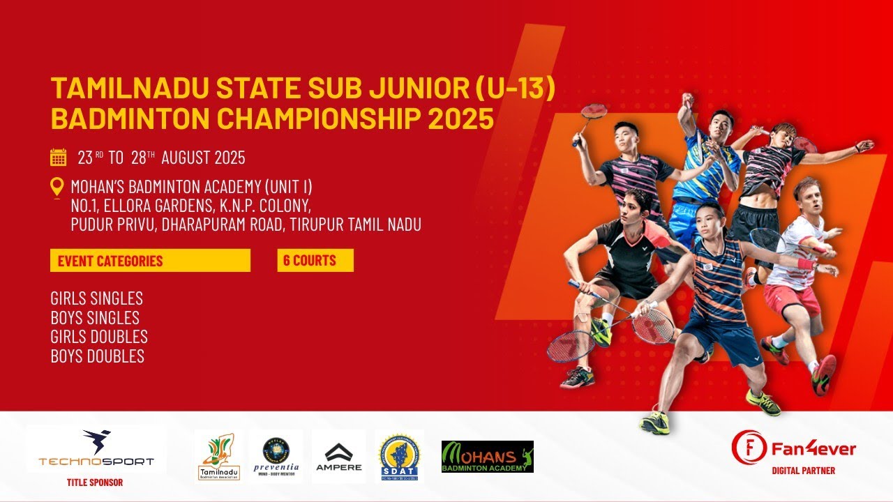 Tamilnadu State Sub Junior (U-13) Badminton Championship 2025, Tirupur ...
