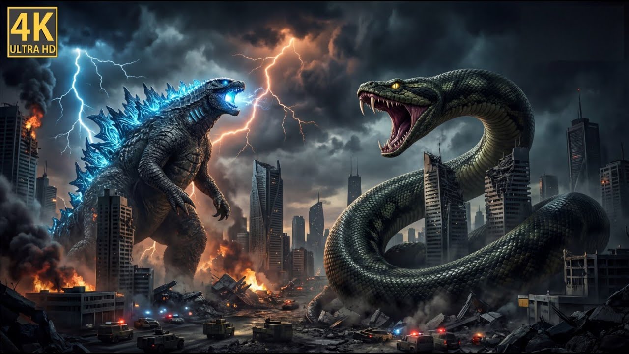 Godzilla vs The Biggest Anaconda Ever  Epic 4K Monster Fight