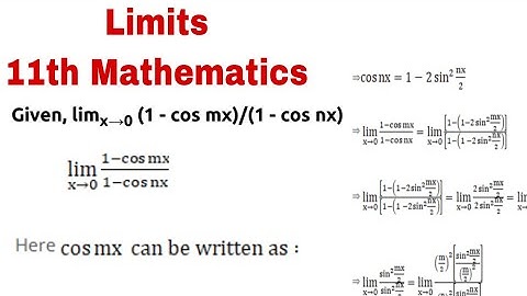 Find  limx→0 (1 - cos mx)/(1 - cos nx) limits Ch-13 Class 11th Maths  Most Important Question