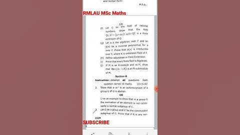 RMLAU MSc Maths Advanced Abstract Algebra PYP 2022 #shorts #rmlau #viralvideo #spiritualextremity