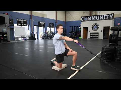 Half-Kneeling Banded 90–90 Shoulder External Rotation to Overhead Press Breakdown