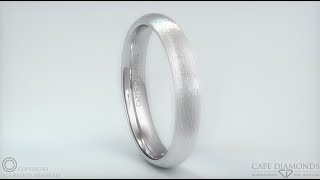 505 - Half-Round Textured Platinum White Gold 4mm x 2mm Gents Wedding Ring - Claremont Cape Town