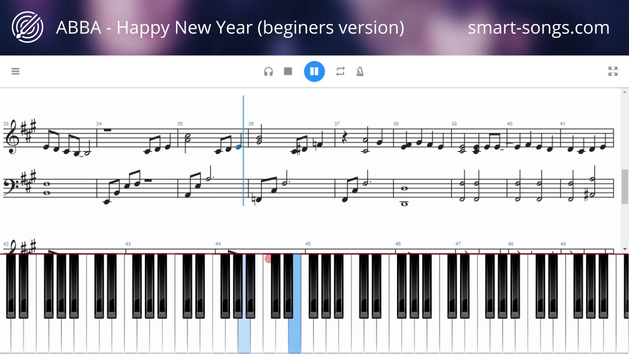Abba - Happy New Year (piano version smart-songs.com) - YouTube