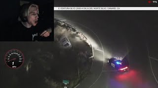 xQc reacts to Car Crash during Police Chase