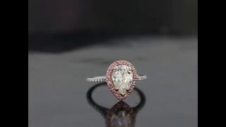 Pear Shape with Pink Diamond and Rose Gold Halo Engagement Ring